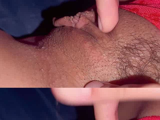 Close-up. How a woman has an climax