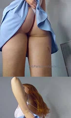 European amateur redhead masturbates on webcam