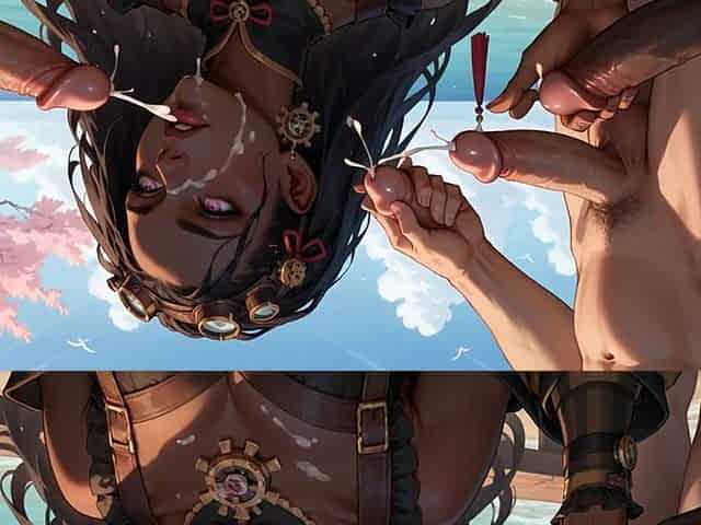 The Nasty Ebony Goddess Gives a Cherry Blossom DT by the Ocean
