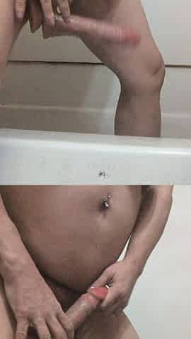 Pissing in Bottle After Fucking Double Dildo