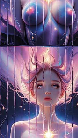Cosmic Dream Goddess Nude Woman Floating in Surreal Fantasy Dreamscape Ai Art Slideshow