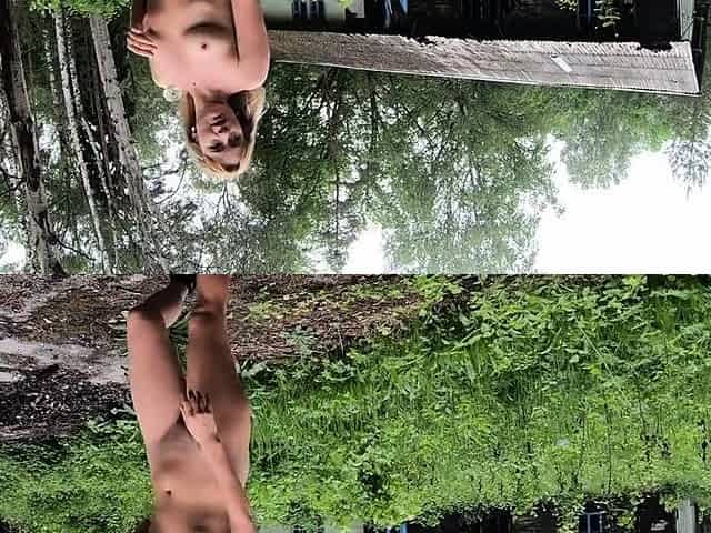 Blonde Solo Exhibitionist in an Abandoned Camp