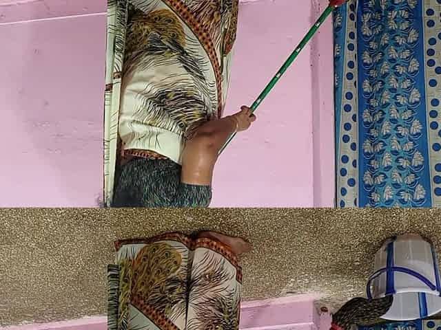 My Stepmother Was Cleaning the Floor with a Mop, so I Held the Saree up so It Wouldn't Fall on the Floor.