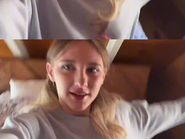 Blonde cums fast when fucking Asian cock - Amateur