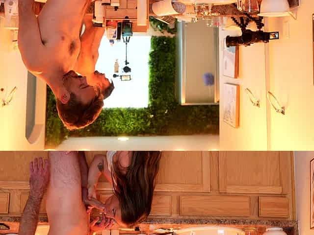 Pink labia close up of naive brunette
