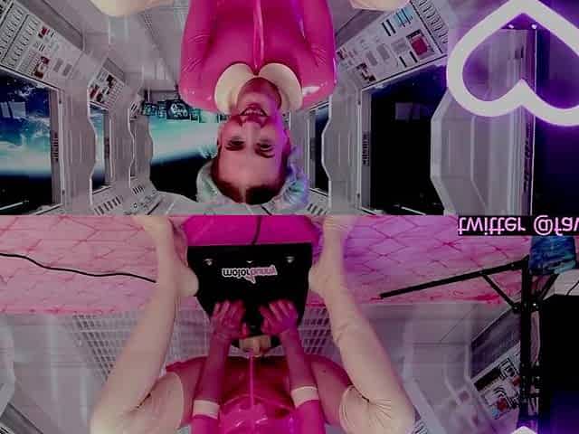 Remote Control Motorbunny Pink Latex Suit & Stripped Dildo Intimate w Dad a lot of Cumming & Groaning