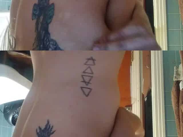 Blonde white girl with fat pussy smokes blunt before shower