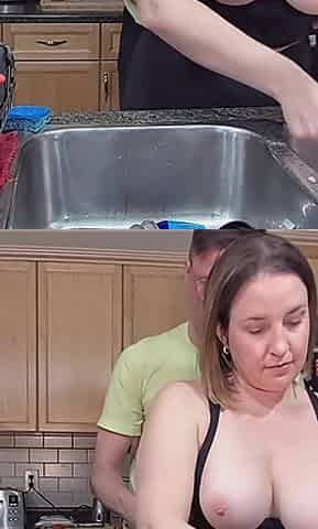 Freeuse Kitchen Sex While Doing Dishes