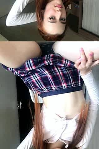 Amateur redhead masturbates then gives a blowjob
