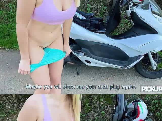 NastyClub - Whore with Anal Plug Amalia Davis in POV Butt Banging Outdoors