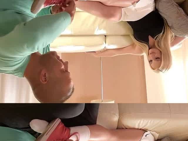 Blonde Teen 18+ Got Fucked By Her Older Foot Fetish Coach