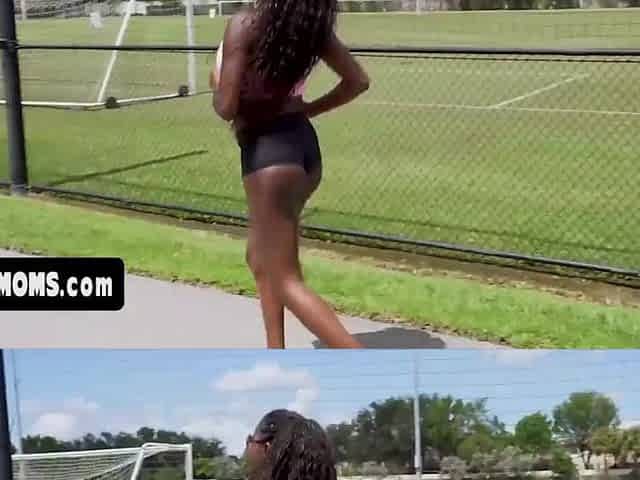 Marvelous and sporty black mother I'd like to fuck gets her taut pink vagina destroyed outdoors