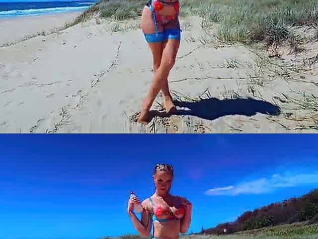Australian Blond Scarlet Pursue Gets Screwed Hard on Public Beach