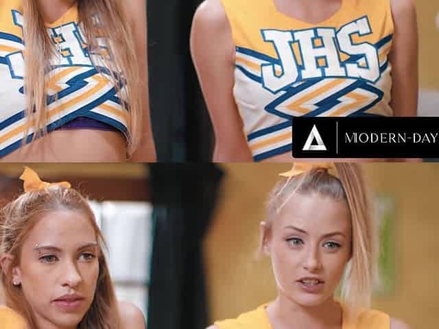 MODERN-DAY SINS - teen 18+ Cheerleaders Kyler Quinn and Khloe Kapri CUM SWAP Their Coach's BIG LOAD!