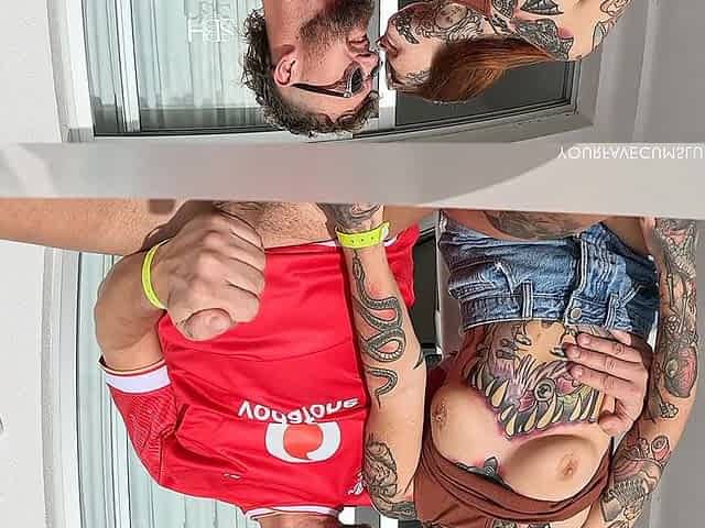 Handjob with Huge Cumshot on the Balcony!