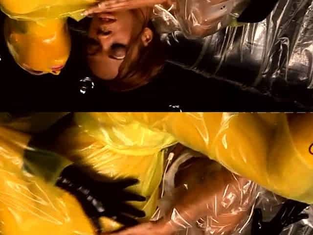 Latex brunette with beautiful lips