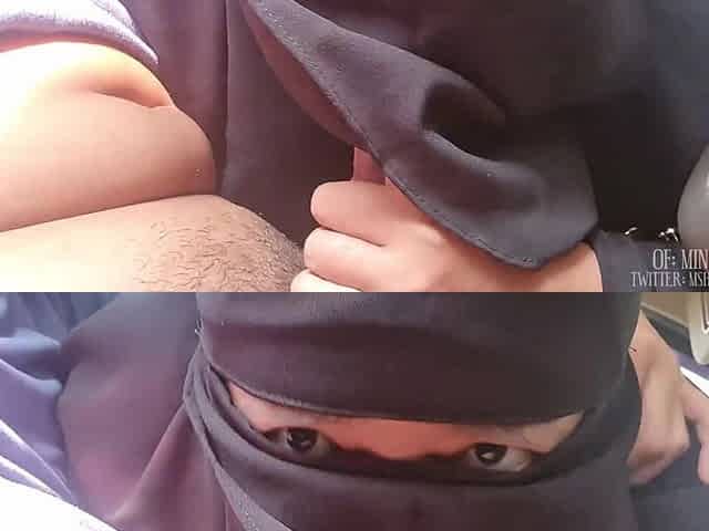 Black Hijab Minokiiko Blowjob in Car