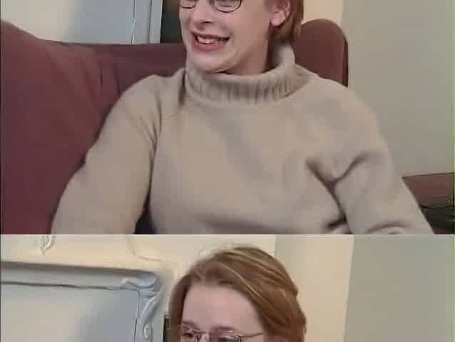 Geeky golden-haired with glasses likes getting jizzed after hard screw
