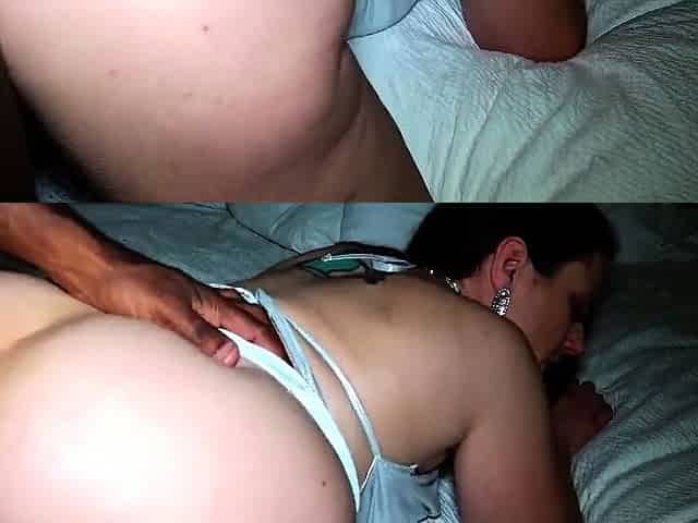 Pink labia close up of naive brunette