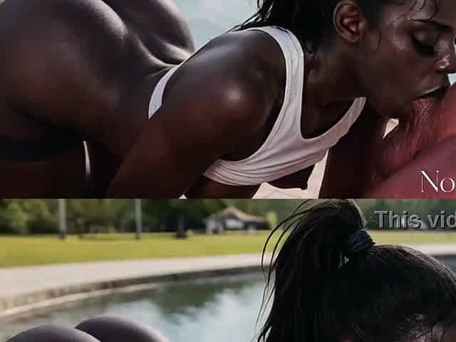 Breasty black hotty deepthroats balls unfathomable and swallows each drop [AI]