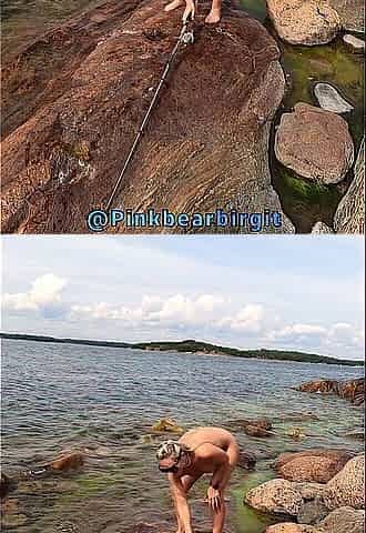 mother I'd like to fuck in a Public Beach fishing and playing with herself