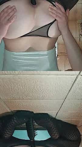 Sissy anal screw with a hairbrush