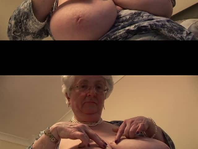 Massive tits granny masturbates with her toy