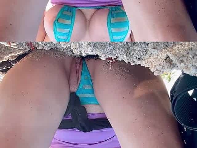 European Stepmom Artemisia Love at the public beach flashing