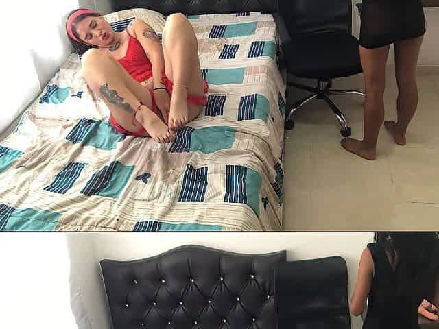 sex-hungry babes masturbate with sex-toy alone in motel
