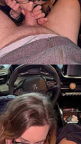I suck my boss in the car and drink his cum