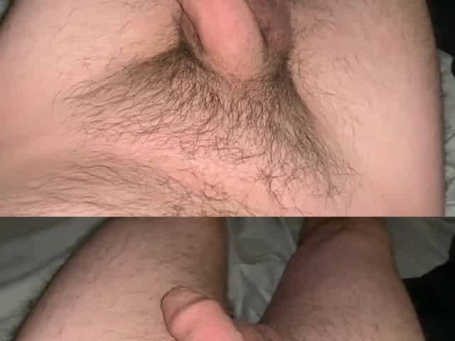 Uncut penis soft to hard & cum