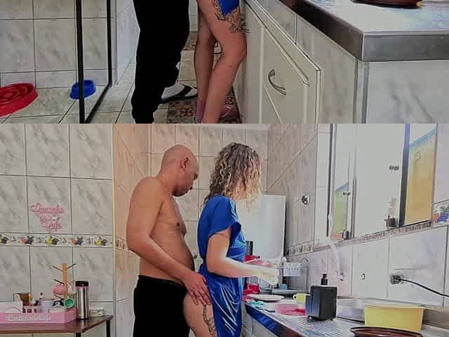 Lazy Stepsister Takes a Cock From Behind in the Kitchen