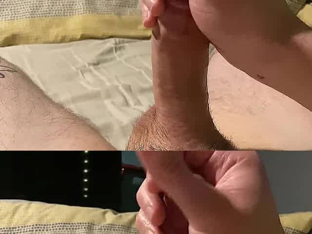 Close Up Solo Amateur Tugjob with Precum and Spunk flow