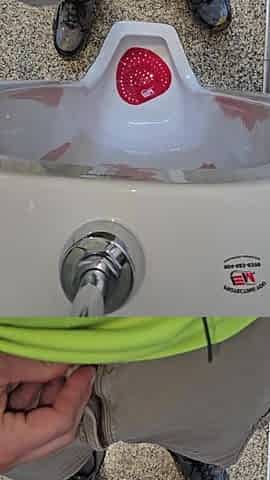 Uncut Pissing in a Public Urinal at a Gas Station