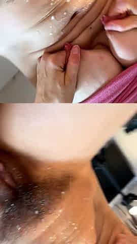 Cute curly brunette solo webcam masturbation