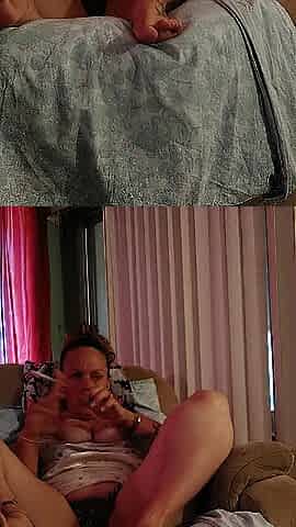 Sexy Gal Flashing Her Large Natural Titties and Constricted Pink Snatch Whilst Smokin' Cigarettes (Real Sexy)