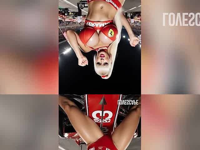 F1 Grid Girl Sucks & Takes Facial on the Track