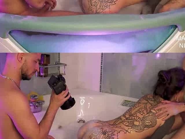 Sexy Marseline tat gal gone horny with two guys in a Jacuzzi. Nigonika Top Porn 2023 4K - XXX!