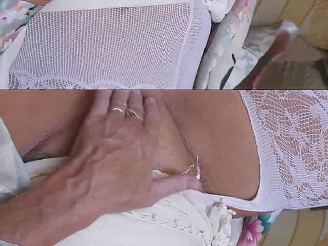 POV Orgasm Pussy Spreading Masturbation and Fingering in Crotchless Lingerie
