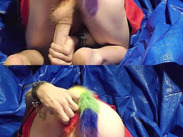 T-gal rides and plays with her toys on a tarp