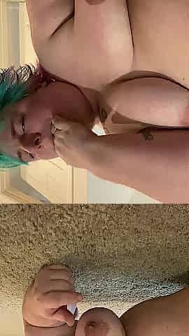 Topless groaning during the time that I masturbate offscreen