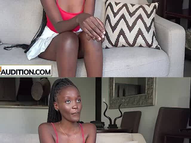 Large booty Afro drank large wang after fake casting so teen enjoyed it