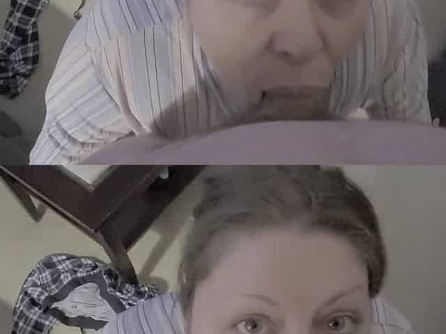 Princess looks daddy in the eye while giving him a blowjob and swallows