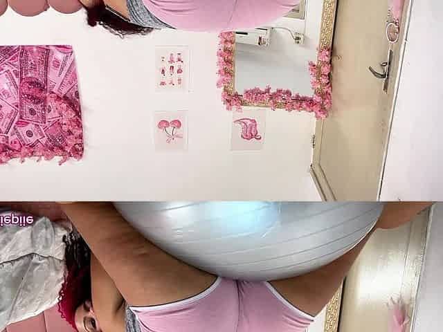 Gassy Chubby Girl Farting While Doing Yoga on a Ball