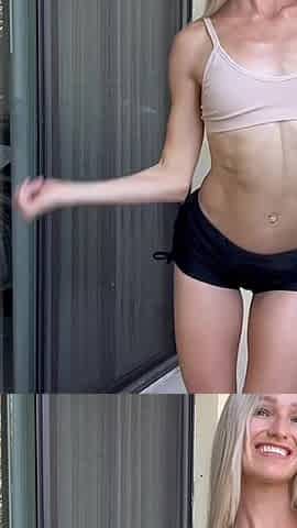 Outdoor Stretching with Skinny Blonde Dancer