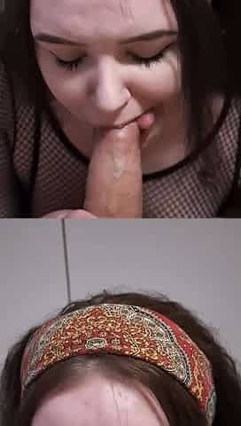 Girlffriend gets covered in cum after blowjob