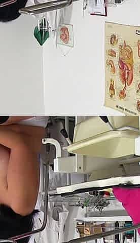 Cubby MILF with big natural tits secretly caught on her gyno exam