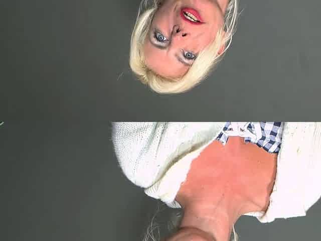 German mature blonde does first solo casting and masturbates