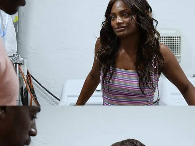 Don Sudan and Chocolate God shared Rhea Woods' pussy in a steamy mmf scene.