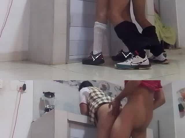 My Classmate Invites Me to Do Homework at Her House and We End up Fucking Standing up in the Kitchen.